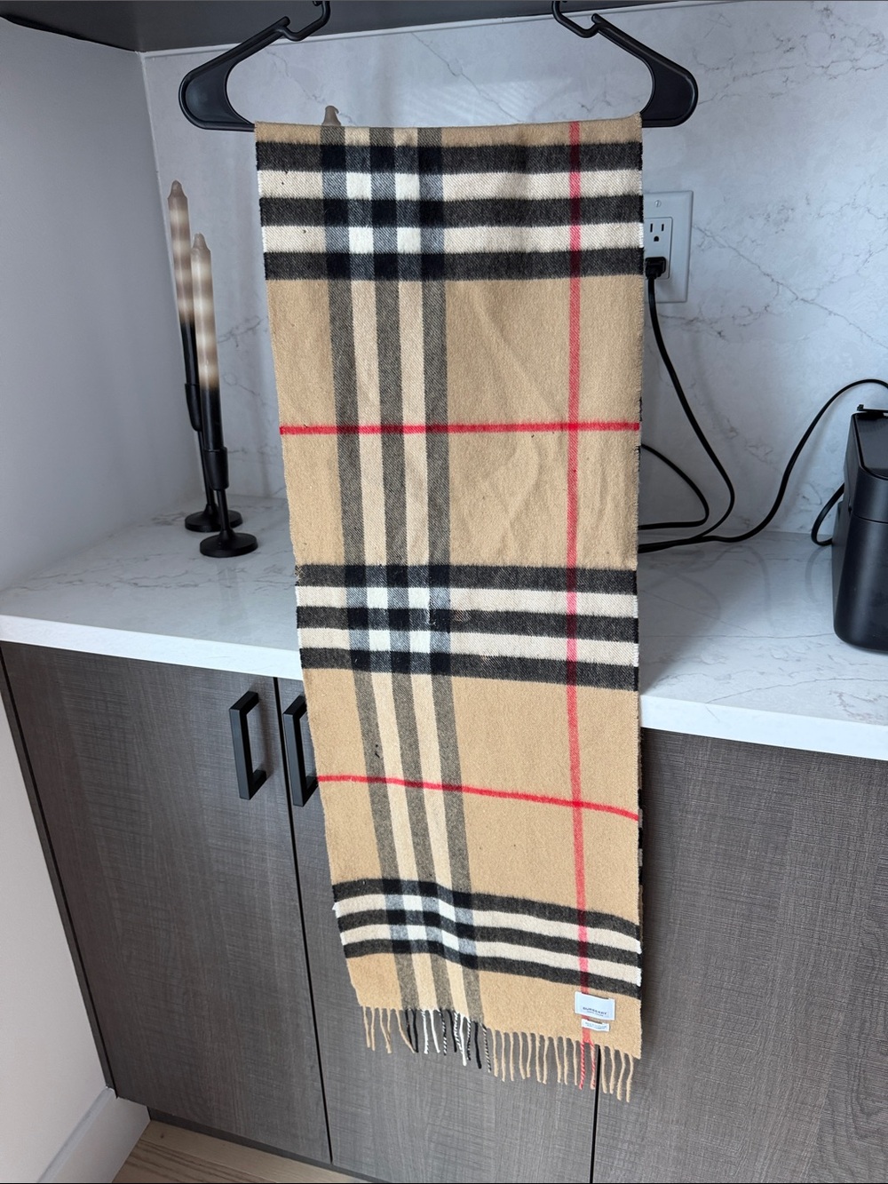 REAL Burberry Classic Cashmere Tan Plaid Scarf